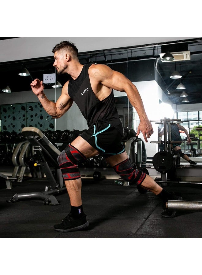 Knee Brace Support Adjustable Compression Sleeve Wraps Pads New Generation Knee Protector For Single Pack Red, Large - Image 5