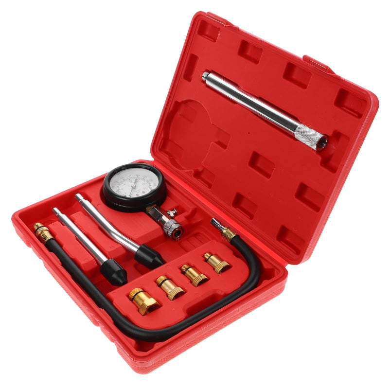 Cylinder Compression Tester Pressure Gauge with Extended Rod Engine Tool Set for Cars and Motorcycles - Image 2