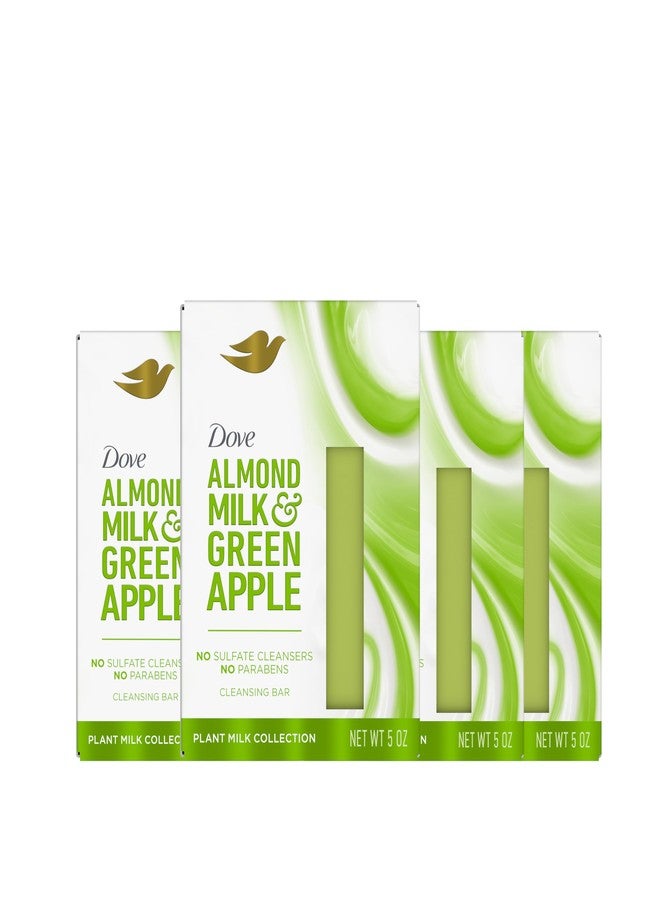 Dove Plant Milk Cleansing Bar Soap Almond Milk & Green Apple 4 count for Moisturized Skin Gentle Cleanser, No Sulfate Cleansers or Parabens, 98% Biodegradable Formula - Image 1