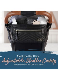 Itzy Ritzy Itzy Ritzy Adjustable Stroller Caddy - Organizer Featuring Two Built-In Pockets, Front Zippered Pocket & Straps To Fit Nearly Any Stroller  - Image 2