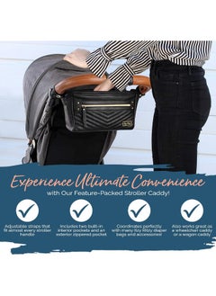 Itzy Ritzy Itzy Ritzy Adjustable Stroller Caddy - Organizer Featuring Two Built-In Pockets, Front Zippered Pocket & Straps To Fit Nearly Any Stroller  - Image 3