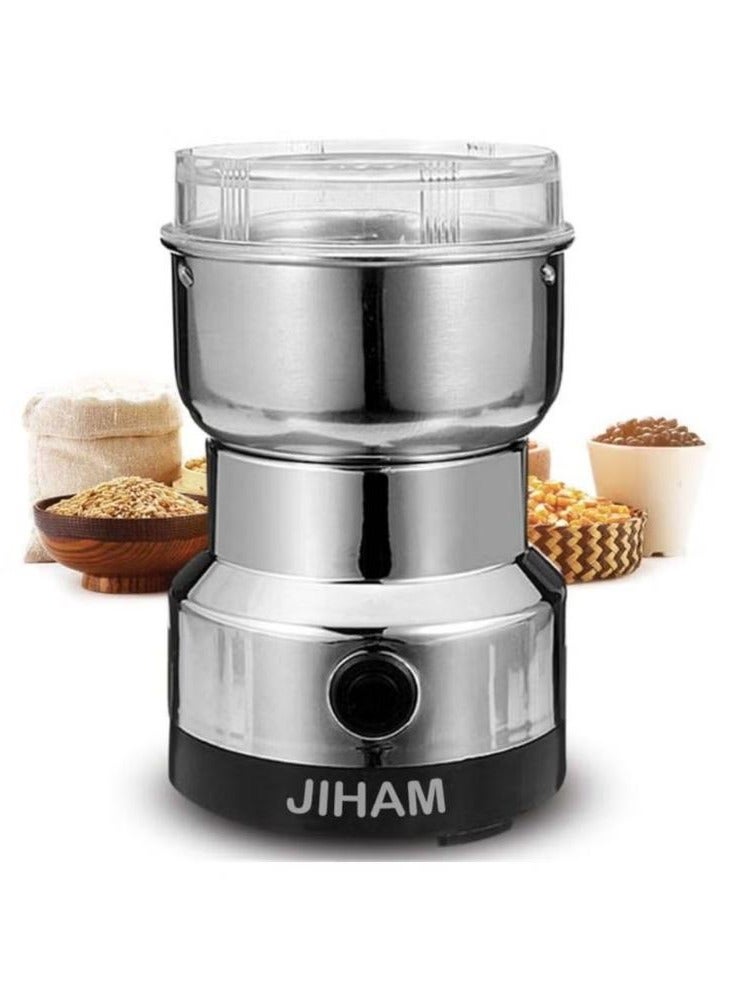 جيهام مطحنة حبوب القهوة الكهربائية متعددة الأغراض، أداة طحن ممتازة من الفولاذ المقاوم للصدأ للبذور والتوابل والأعشاب والمكسرات، وغطاء شفاف بسعة 85 جرام - Image 1