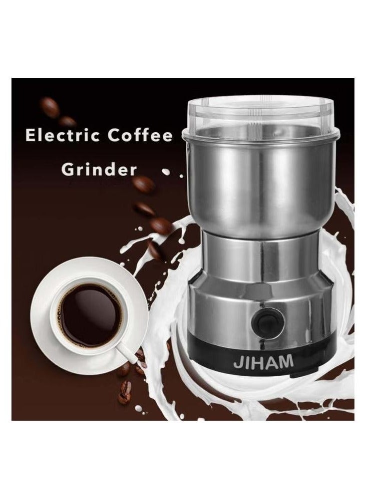 جيهام مطحنة حبوب القهوة الكهربائية متعددة الأغراض، أداة طحن ممتازة من الفولاذ المقاوم للصدأ للبذور والتوابل والأعشاب والمكسرات، وغطاء شفاف بسعة 85 جرام - Image 4