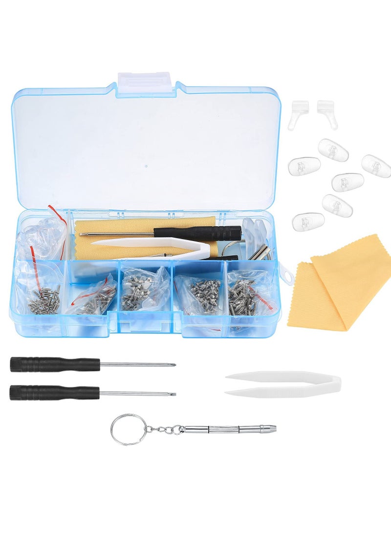 SOLARAE Eyeglasses Repair Kit, Sunglasses Repair Kit, Includes Glasses Screws and Screwdrivers, Glasses Nose Pads, Glasses Cloth, Tweezer, for Glasses, Sunglasses, Watch, Repair Kit - 500 Pcs - Image 1