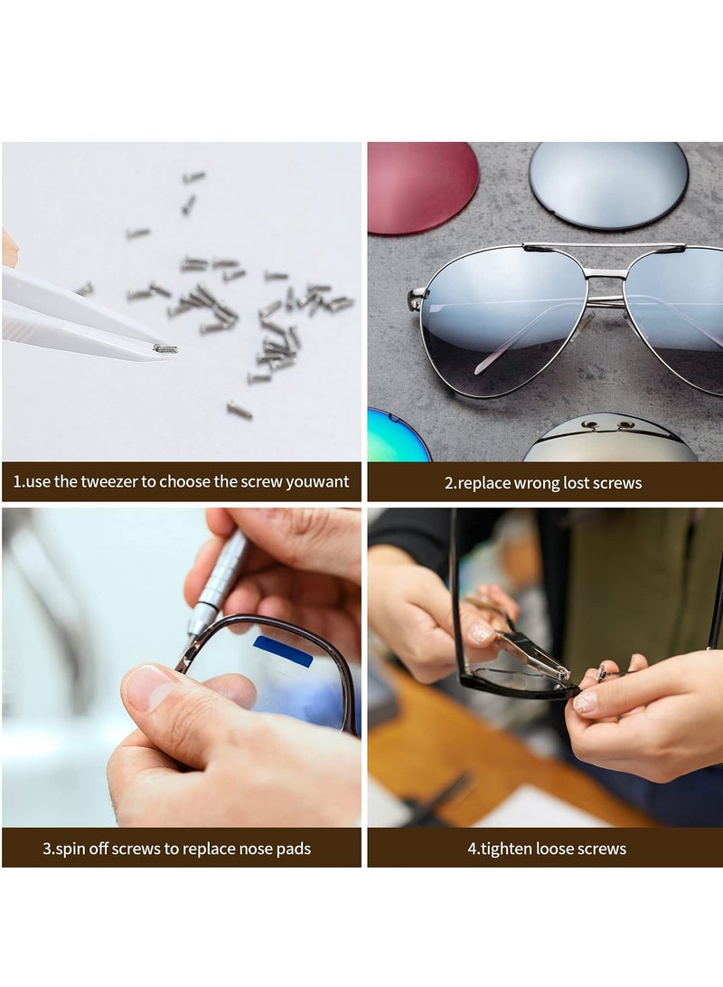SOLARAE Eyeglasses Repair Kit, Sunglasses Repair Kit, Includes Glasses Screws and Screwdrivers, Glasses Nose Pads, Glasses Cloth, Tweezer, for Glasses, Sunglasses, Watch, Repair Kit - 500 Pcs - Image 5