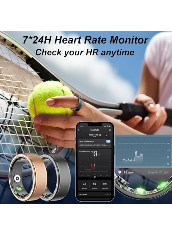 KASTWAVE Smart Rings for Women Men, Fitness Ring Heart Rate Monitor Sleep Tracker Health Ring, Pedometer Calories Step Counter Exercise Mode Sport Ring, 5ATM Waterproof Fitness Tracker for iOS Android - Image 2