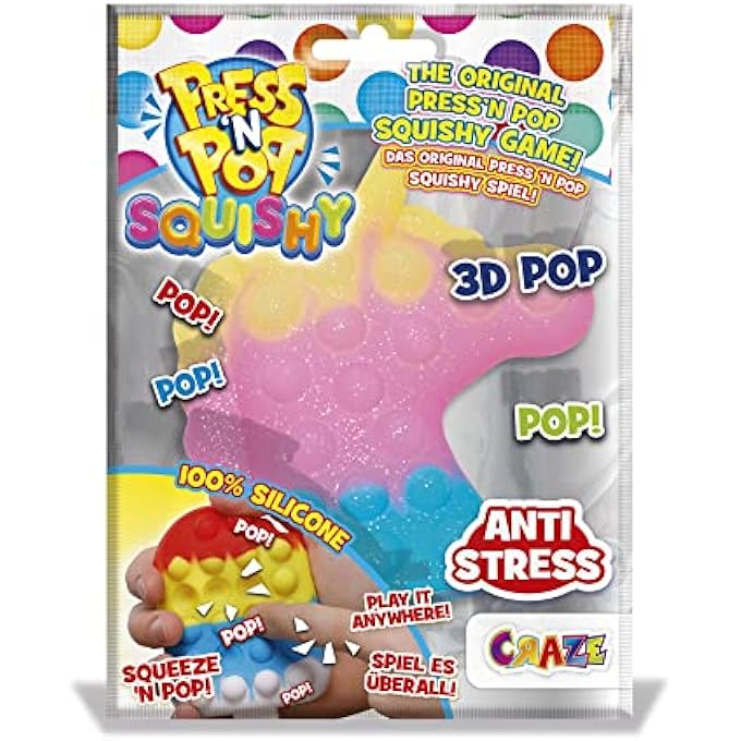 Craze PressNPop Squishy Press N POP, Fidget Toy, Sensory Anti-Stress Toy for Children, Adults, Bubble Set, Heart Shape, Colourful Motifs, 42014, Beautiful Colour Combinations - Image 2