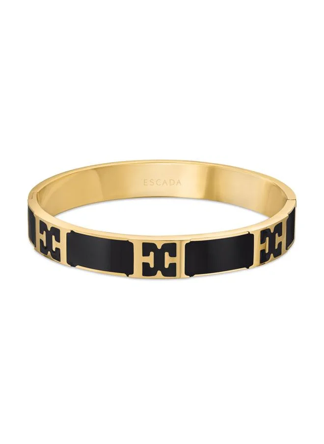 إسكادا Scarlett Gold Plated Bangle with Escada Logo Cutout & Black Enamel Detail