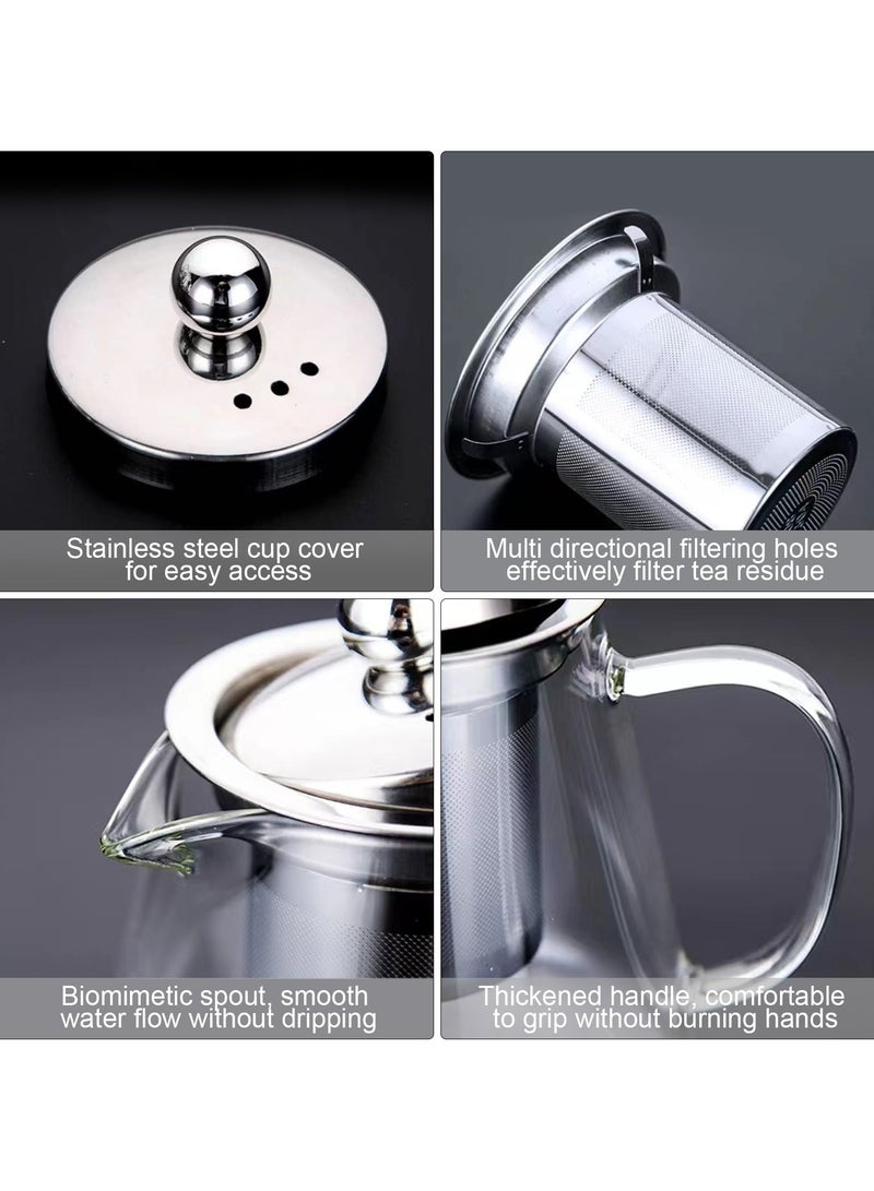 450ml Borosilicate Glass Teapot with Stainless Steel Strainer, Heat Resistant, Stovetop Safe, Ideal for Loose Leaf and Blooming Tea - Image 3