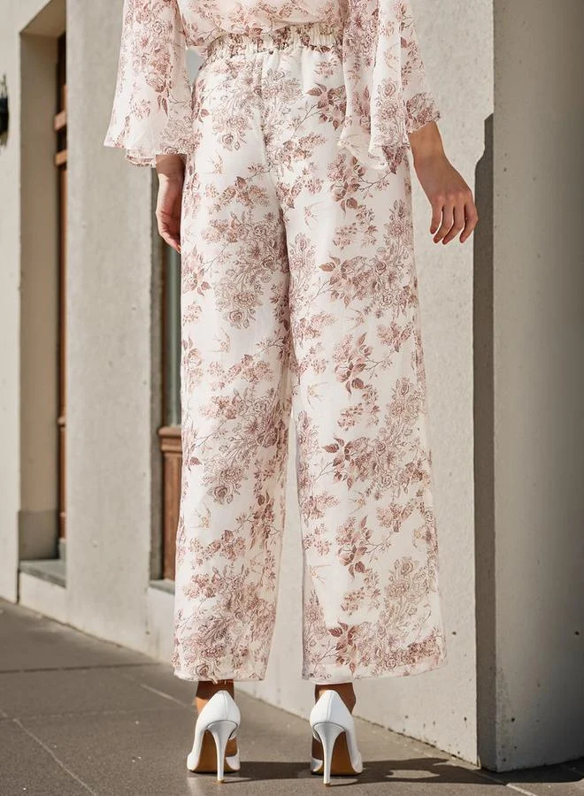 Iconic Iconic All-Over Floral Print Wide Leg Pants