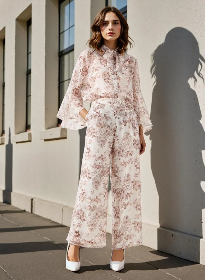 Iconic Iconic All-Over Floral Print Wide Leg Pants