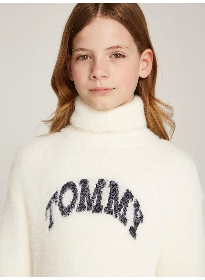 TOMMY HILFIGER Kids Turtleneck Fluffy  Midi Dress