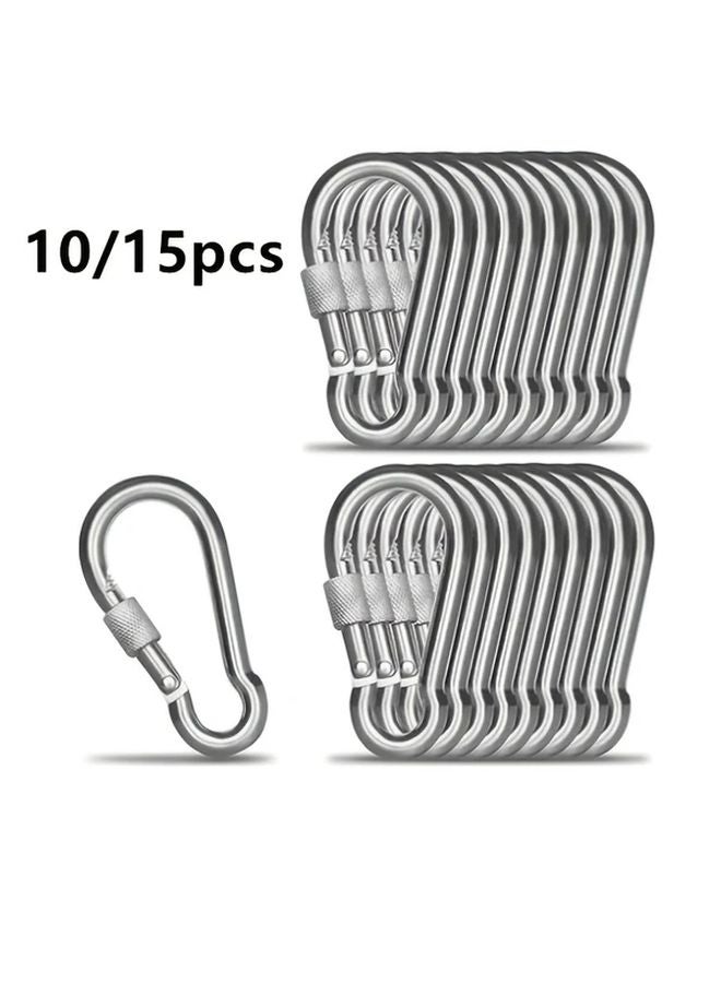 15pcs Heavy Duty Spring Buckle Keychain Hook Set Outdoor Gear Carabiner - Image 2