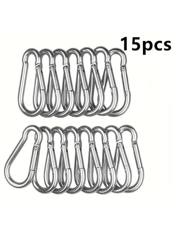 15pcs Heavy Duty Spring Buckle Keychain Hook Set Outdoor Gear Carabiner - Image 1