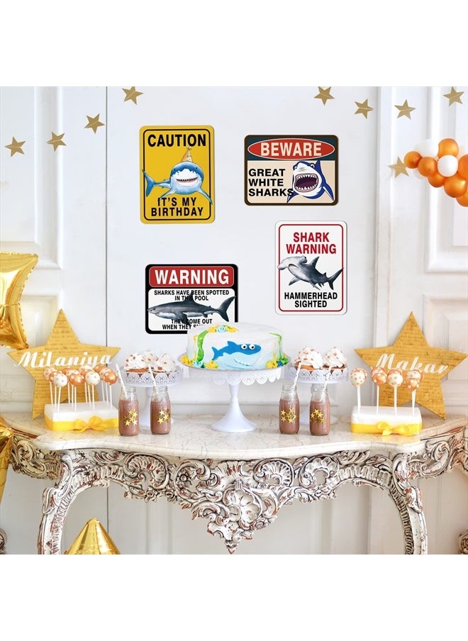 Wernnsai - Shark Zone Party Decorations - 9 PCS Shark Party Warning Signs for Boys Kids Birthday Shark Party Wall Decorations Ocean Shark Themed Party Supplies - Image 1