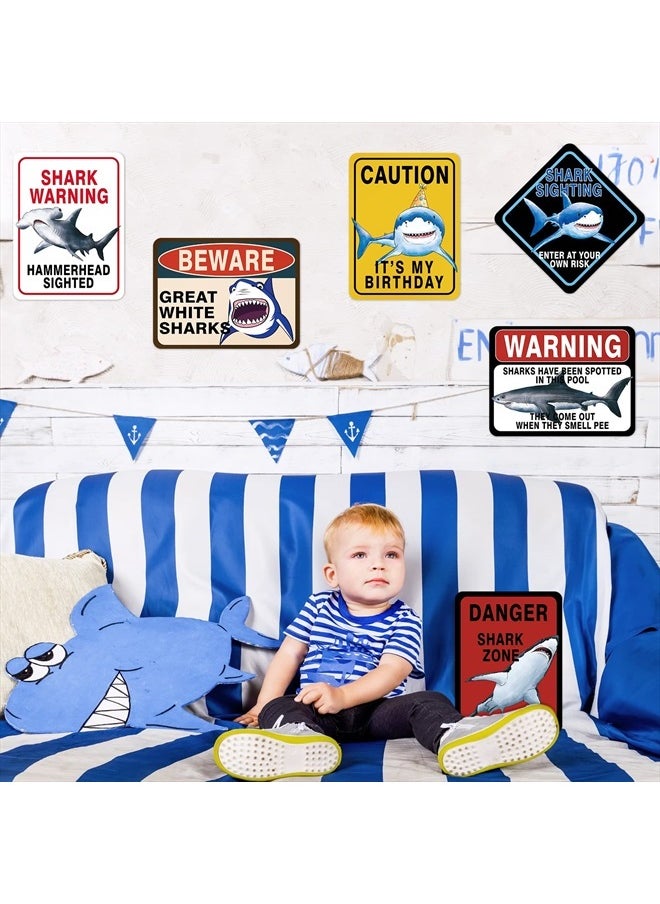 Wernnsai - Shark Zone Party Decorations - 9 PCS Shark Party Warning Signs for Boys Kids Birthday Shark Party Wall Decorations Ocean Shark Themed Party Supplies - Image 1