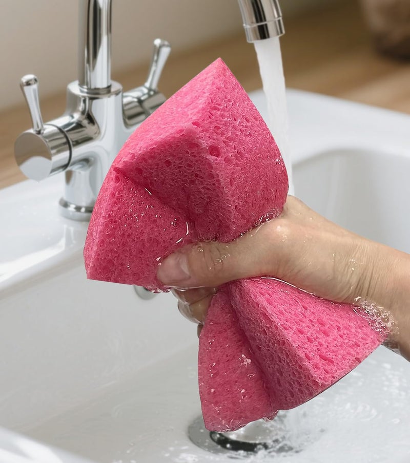 Spunspon Car Wash Sponges, 3 Pack Extra Thick Large Cleaning Sponge Multi-Purpose for Bathroom Kitchen Bike Boat, Large Size Sponges 4'' X 6'' (Pink) - Image 5