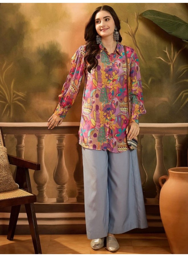 AKS Purple Visose Crepe Shirt - Image 1