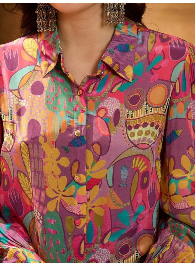 AKS Purple Visose Crepe Shirt - Image 3