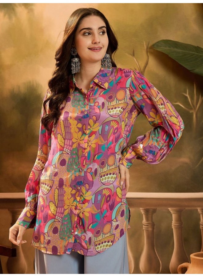 AKS Purple Visose Crepe Shirt - Image 2