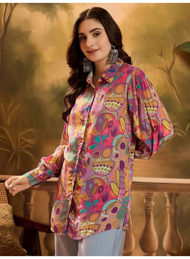 AKS Purple Visose Crepe Shirt - Image 4