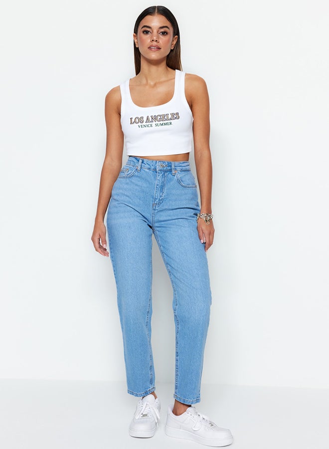 trendyol Light Blue High Waist Mom Jeans - Image 5