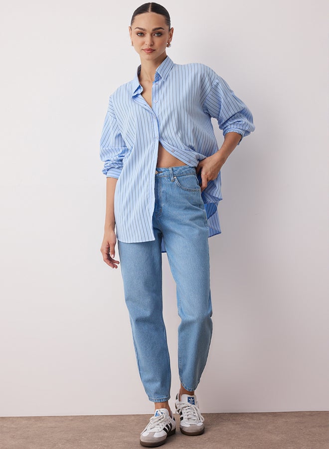 trendyol Light Blue High Waist Mom Jeans - Image 1