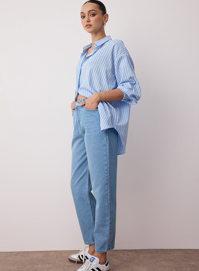 trendyol Light Blue High Waist Mom Jeans - Image 2