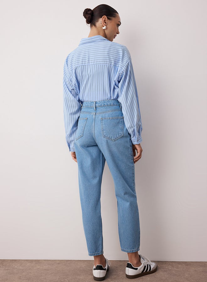 trendyol Light Blue High Waist Mom Jeans - Image 4