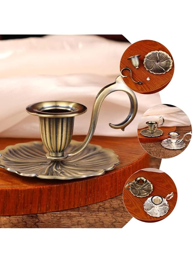 إيروريكس حامل شموع مخروطي الشكل من ريترو، حامل شموع عتيق، حامل بمقبض للعشاء، مقالي حديدية، مدفأة، مركز مخروطي الشكل، شمعدان، رف محمول باليد، شموع حجرة، حاملات احتفالات الانتقال إلى منزل جديد، غرفة فنية - Image 5