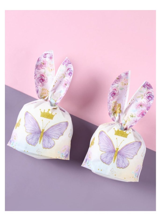 Generic 25 pcs Purple Butterfly Candy Favor Bags for Birthday Party Baby Shower Decorations  - Image 2