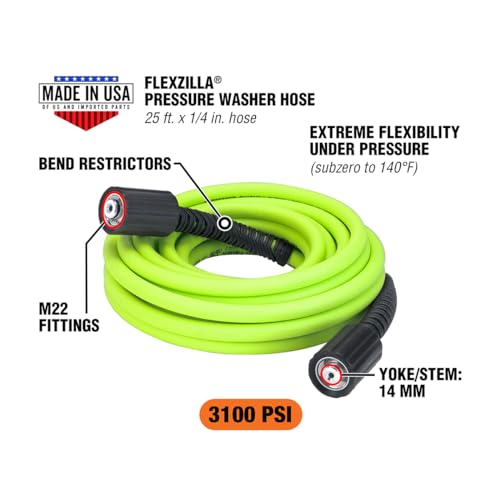 Flexzilla Pressure Washer Hose with M22 Fittings, 1/4 in. x 25 ft., ZillaGreen - HFZPW3425M-E - Image 2