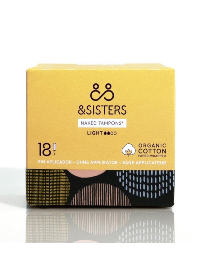 Naked Organic Light/Regular Flow Cotton Tampons 18 Tampons