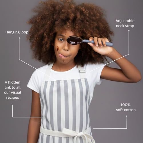 Tampoco Design LLC Kids Baking Apron for Girls & Boys – 100% Cotton Chef Apron, Adjustable Neck & Waist Ties, Ages 5–11 – Machine Washable - Great for Kitchen Play, Crafts & Kids Art Apron Activities - Image 2