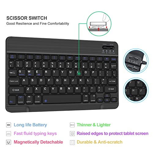 D DINGRICH Ipad 9.7 Keyboard Case For Ipad 6Th Gen(2018)Ipad 5Th Gen(2017)Ipad Air 2/Air,Ipad Pro 9.7 Inch Keyboard Case With Pencil Holder,Shockproof Tpu Cover,Detachable Bluetooth Keyboard-Black - Image 5