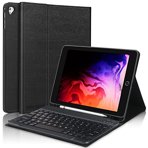 D DINGRICH Ipad 9.7 Keyboard Case For Ipad 6Th Gen(2018)Ipad 5Th Gen(2017)Ipad Air 2/Air,Ipad Pro 9.7 Inch Keyboard Case With Pencil Holder,Shockproof Tpu Cover,Detachable Bluetooth Keyboard-Black - Image 1