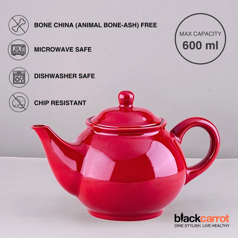 BlackCarrot Stoneware Ceramic Spouted Coffee Tea Brewing Pot or Serving Teapot (Red) and 2 Kulhads (White - Red) | Premium Kulhad-Kettle Set of 3 - Image 3