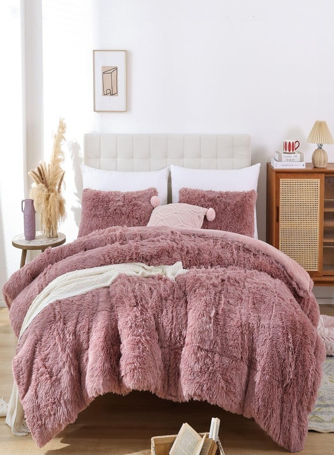 Smoofy Fluffy Twin Comforter Set, Faux Fur Comforter Set, Luxury Fuzzy Twin Bedding Set, Soft Shaggy Bed Set for All Season, 2 Pieces - 1 Comforter & 1 Pillowcase, Violet Pink - Image 5