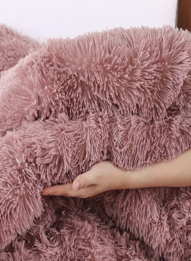 Smoofy Fluffy Twin Comforter Set, Faux Fur Comforter Set, Luxury Fuzzy Twin Bedding Set, Soft Shaggy Bed Set for All Season, 2 Pieces - 1 Comforter & 1 Pillowcase, Violet Pink - Image 3