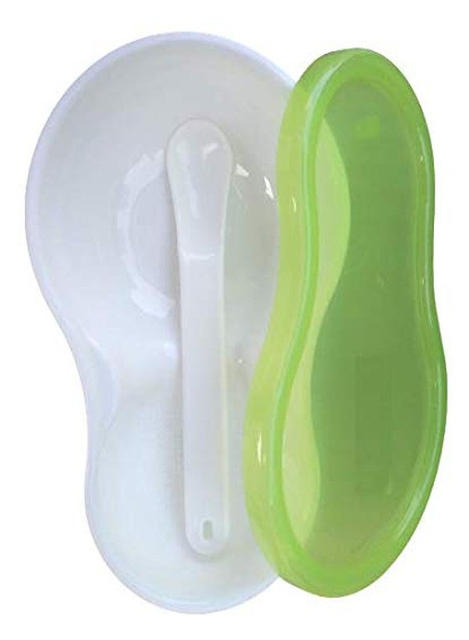 LAPPU Baby Travel Time Feeding Food Mesh and Feeding Bowl with Spoon (Green) - Image 1