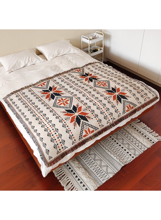Style Cotton Yarn Jacquard Cover Blanket Bed End Decoration Towel Hotel Linen Hotel Homestay Bed Flag Bed End Towel