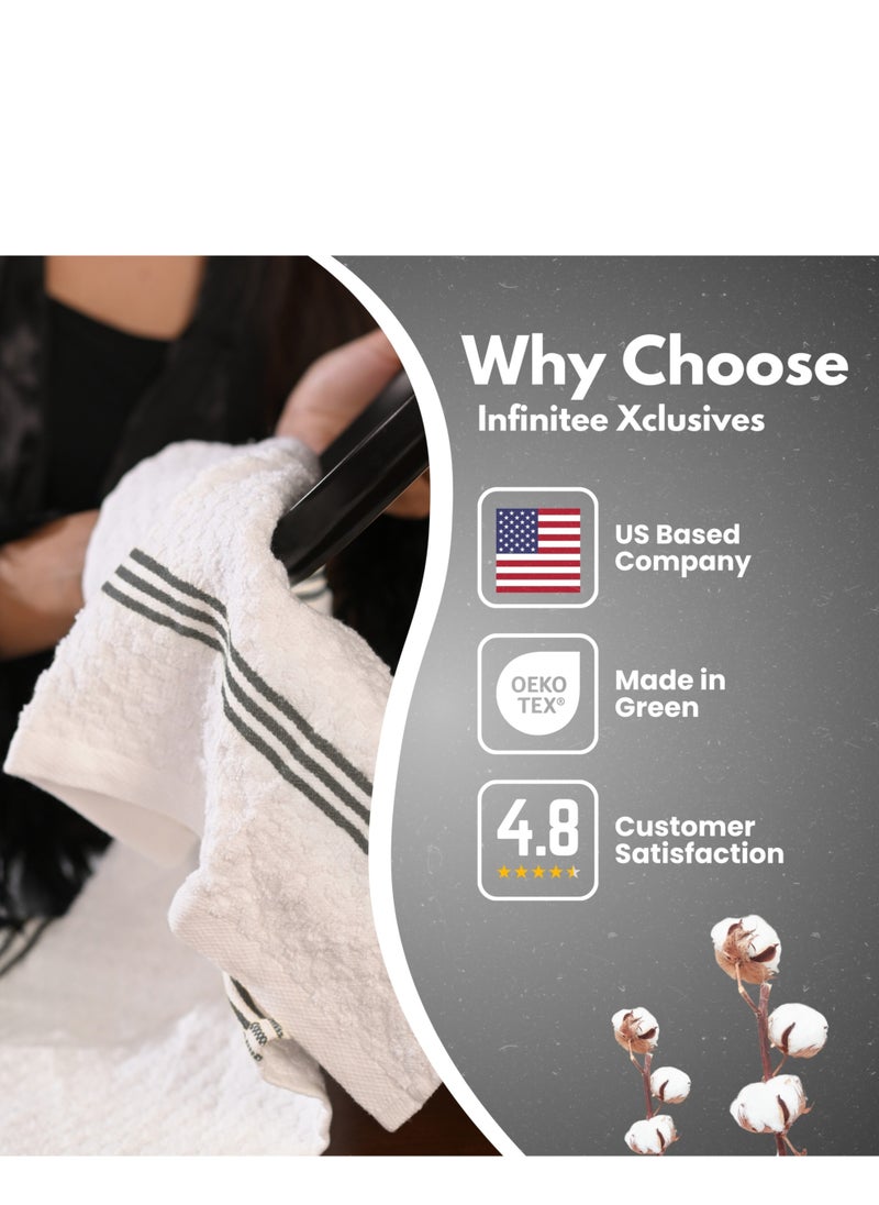Infinitee Xclusives Infinitee Xclusives Premium Kitchen Towels – Pack of 12, 100% Cotton 40cm x 70cm Absorbent Dish Towels - 425 GSM Tea Towel, Terry Kitchen Dishcloth Towels- Grey Dish Cloth for Household Cleaning  - Image 5