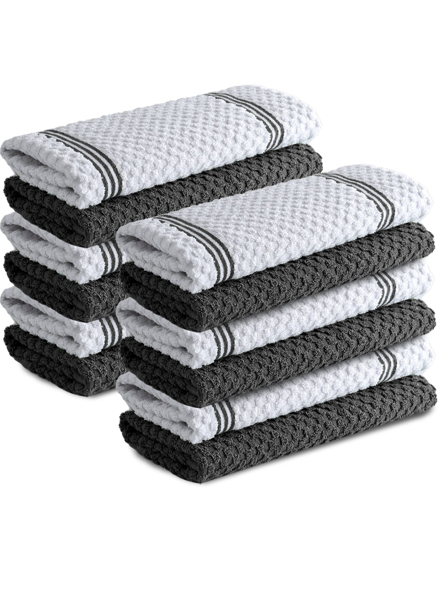 Infinitee Xclusives Premium Kitchen Towels – Pack of 12, 100% Cotton 40cm x 70cm Absorbent Dish Towels - 425 GSM Tea Towel, Terry Kitchen Dishcloth Towels- Grey Dish Cloth for Household Cleaning by Infinitee Xclusives 