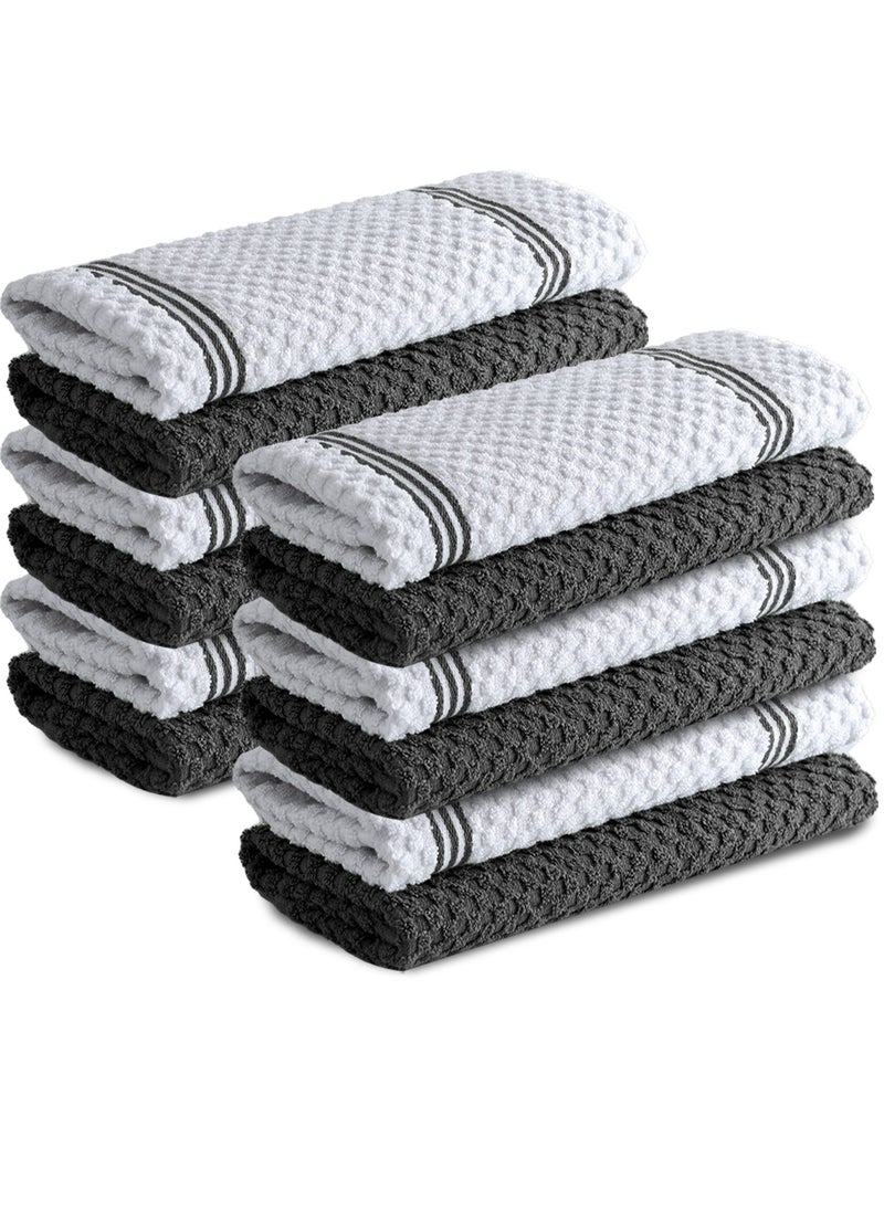 Infinitee Xclusives Infinitee Xclusives Premium Kitchen Towels – Pack of 12, 100% Cotton 40cm x 70cm Absorbent Dish Towels - 425 GSM Tea Towel, Terry Kitchen Dishcloth Towels- Grey Dish Cloth for Household Cleaning  - Image 1