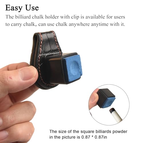 LAKE OF FIRE Pool Chalk Holder – Magnetic Leather Pocket Clip Design – Ideal Accessory for Snooker & Billiards(Square) - Image 4
