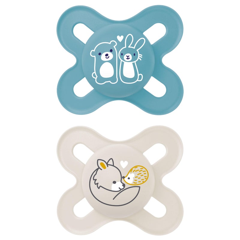 MAM Original Start Matte Baby Pacifiers, Binky for 0-3 Months, BPA-Free Silicone Nipple, Easy to Clean, Best for Newborn Babies, Developed with Medical Experts, 2 Count Binkies with Sterilizer Case - Image 1