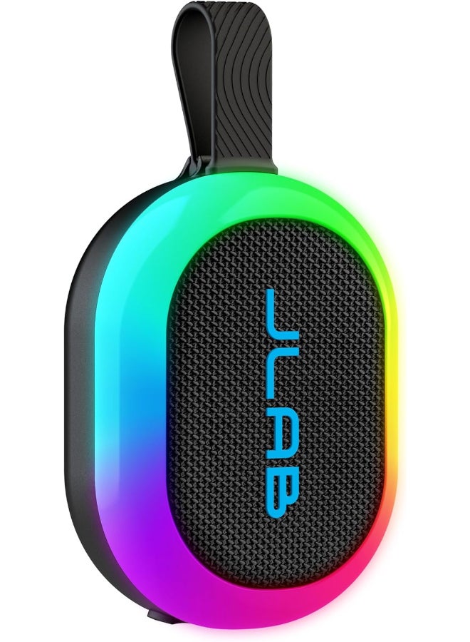 Pop Party Portable Bluetooth Speaker: IPX5 Waterproof, 8+ Hour Battery, Customizable RGB Lights, LabSync Multi-Speaker Connection, Bluetooth 5.3, and Detachable Loop Handle black