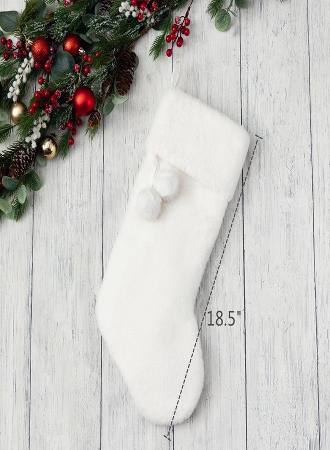 E-FirstFeeling White Plush Christmas Stocking,Large Soft Faux Fur Xmas Stockings,Rustic Hanging Stockings Ornaments for Christmas Decorations Holiday Season Decor - Image 4