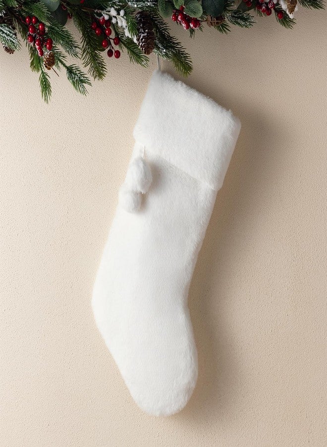 E-FirstFeeling White Plush Christmas Stocking,Large Soft Faux Fur Xmas Stockings,Rustic Hanging Stockings Ornaments for Christmas Decorations Holiday Season Decor - Image 5