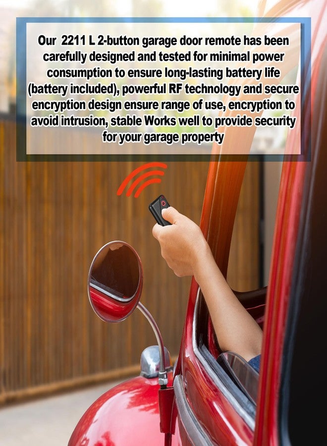كينغدير جهاز تحكم عن بعد لباب المرآب من كينجدر متوافق مع جهاز إرسال باب المرآب جارديان 2211 L ذو زرين بتردد 303 ميجاهرتز/390 ميجاهرتز مع سلسلة مفاتيح - Image 5